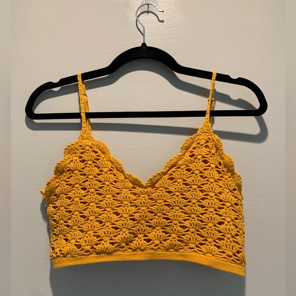 Forever 21 Tops Forever 2 Yellow Crochet Crop Bralette Top Poshmark